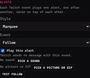The Alerts settings of an Alerts layer
