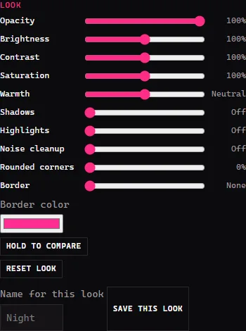 The Look settings of a layer